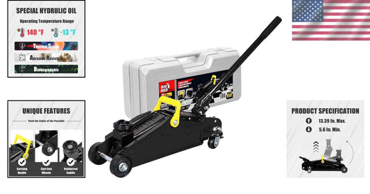 Premium 2 Ton Hydraulic Trolley Floor Jack with Safety Bypass and Carrying Case