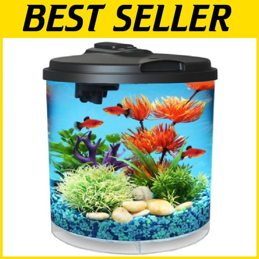 Compact 2-Gallon LED Fish Tank with Power Filter - Ideal for Betta & Guppies