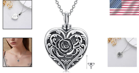 Unique Ashes Urn Necklace for Men & Women - Vintage Silver Keepsake Jewelry