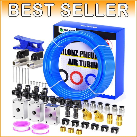 Blue 1/2 Inch OD PU Air Tubing Kit - 32M (100ft) for Pneumatic Applications