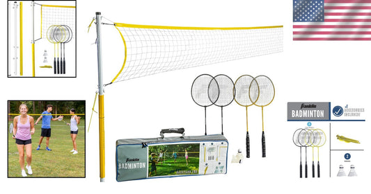 Family-Friendly Badminton Set with Portable Net - Perfect for Beach or BBQ