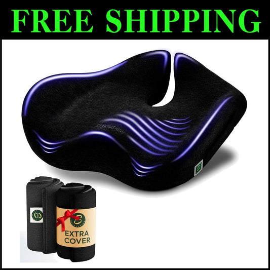 Ergonomic X-Large Memory Foam Seat Cushion for Tailbone Pain Relief & Support