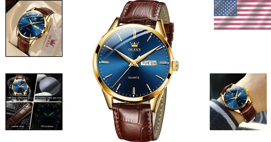 Fashionable Men's Luminous Quartz Watch - Waterproof Brown Leather Gift Edition