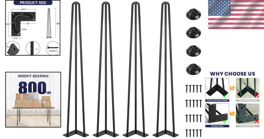 Versatile 30 Inch Hairpin Legs - Ideal for Coffee, Dining, or Night Stand Tables