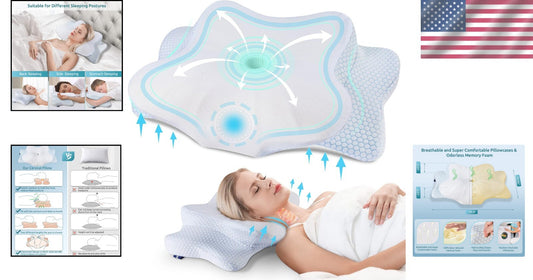 Ergonomic Cervical Pillow for Neck Pain Relief - Contour Memory Foam Queen Size