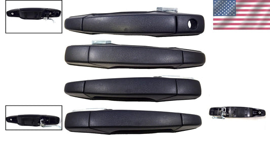 Textured Black Exterior Door Handle Set – 4 Durable Handles for Easy Install