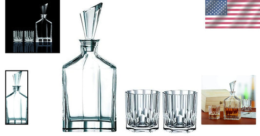 Luxury Clear Crystal Whisky Decanter and Tumblers Gift Set for Men - Aspen Style