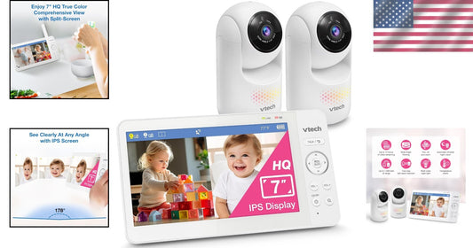 7" Digital Video Baby Monitor with Two Cameras & Pan Tilt Zoom - HQ Quality