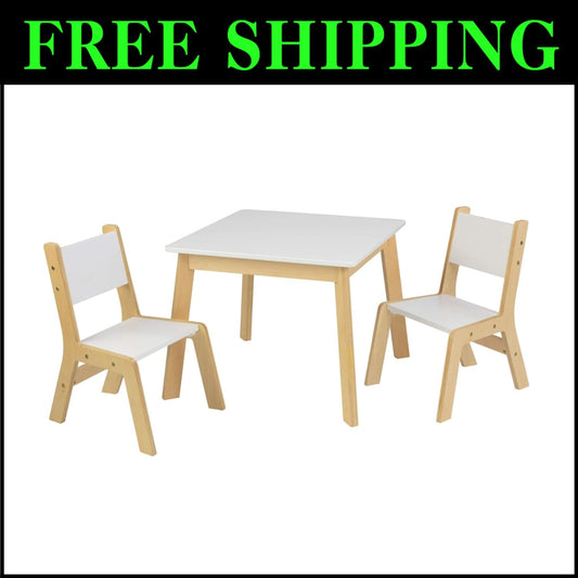 Stylish Kids Table with 2 Rounded Corner Chairs - Safe & Fun Play Space