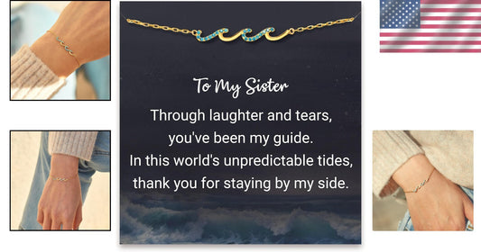 Retirement Gift for Women: Elegant Wave Bracelet with Sentimental Message Card