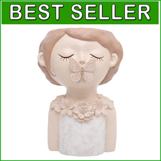 Cute Cartoon Girl Resin Flower Pot - Perfect for Succulents Indoors & Outdoors