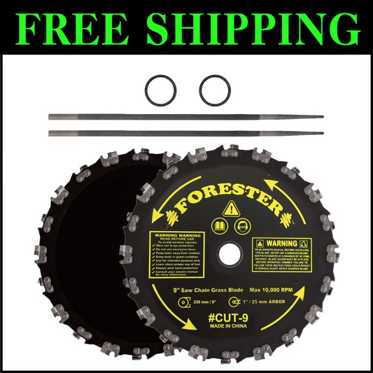 Premium 9" Brush Blade Set with 3/16" Round Files - Efficient Landscaping Tools