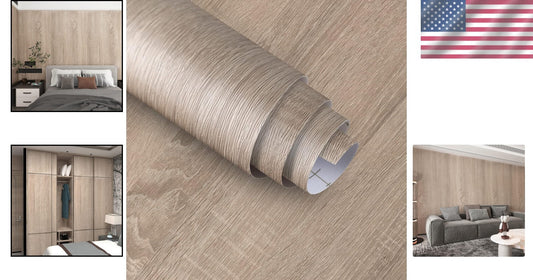 196"x48" Light Gray Wood Grain Contact Paper - Removable Self-Adhesive Wallpaper
