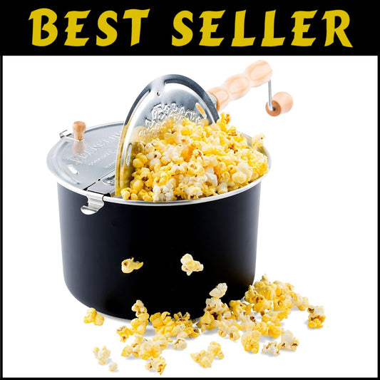 Authentic 6-Quart Stovetop Popcorn Maker with FREE Organic Kit for Movie Nights