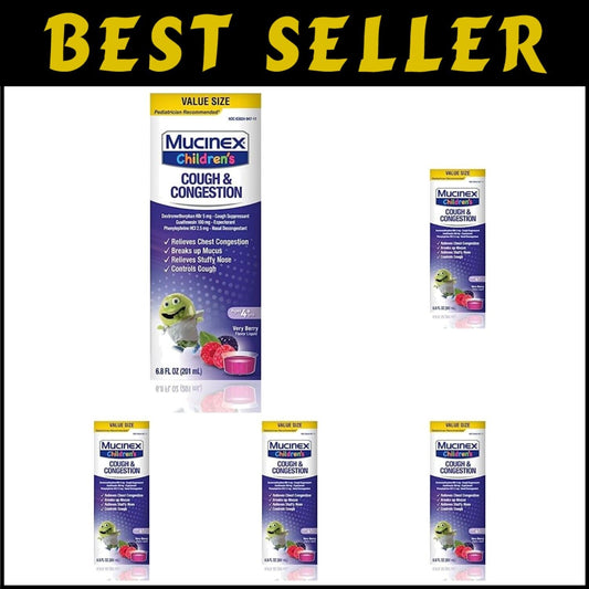 Children's Berry-Flavored Cough & Congestion Liquid - 6.8oz x 5 for Ages 4+