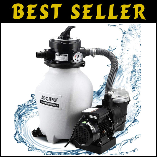 Portable 12-Inch Sand Filter Pump with 4-Way Valve for Above Ground Pools