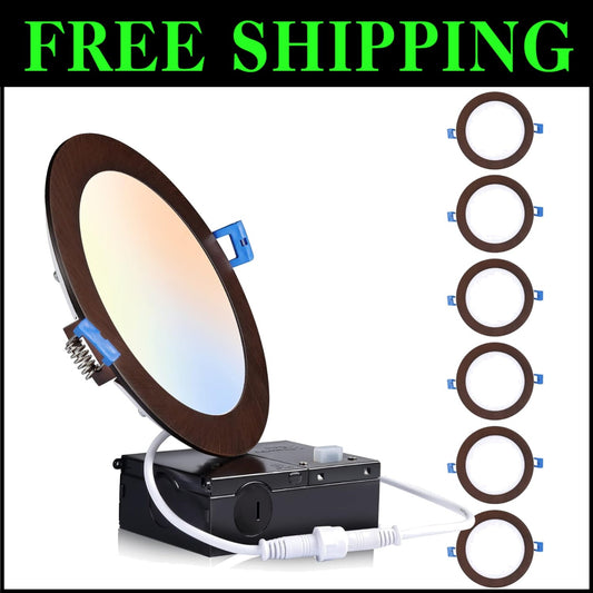 Elegant Oil Rubbed Bronze LED Recessed Lights - 6 Pack, 3000K-5000K Selectable