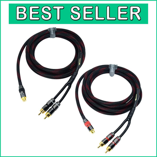 Versatile 10ft RCA Y Adapter Cable - Connect 1 to 2 Speakers, 24k Gold Plated