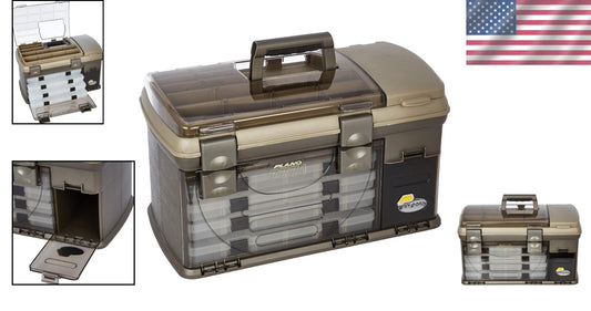 Graphite/Sandstone Tackle Box with Spacious Bulk Storage - Ideal for Anglers