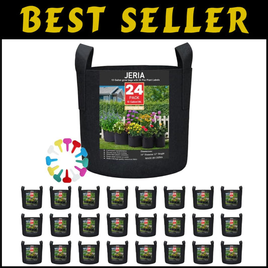 Garden-Ready 24-Pack of 10 Gallon Grow Bags - Superior Drainage Included