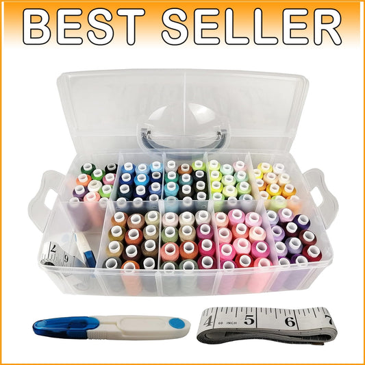 100 Vibrant Colors Sewing Thread Set with 250 Yards Spools & Free Accessories