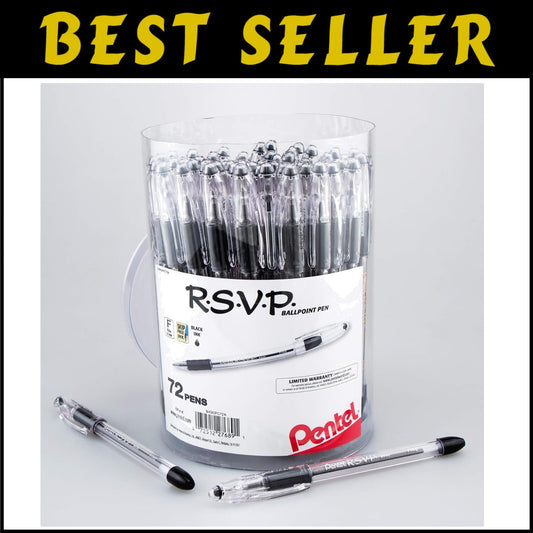 Durable RSVP Ballpoint Pen Canister – 72 Count, 0.7mm Fine Line Comfort