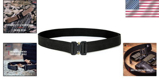 Quick-Release Tactical Gun Belt - 1.5” Rip-Resistant Nylon, Perfect for Outdoors