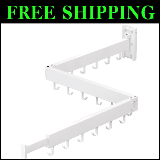 Sturdy Retractable Clothes Drying Rack for Wall - 220lb Capacity, White Aluminum