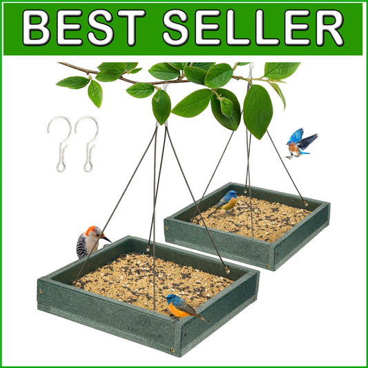 2 Pack Weatherproof Bird Feeder Tray - Durable Recycled Plastic, 3.5 lbs Capa...