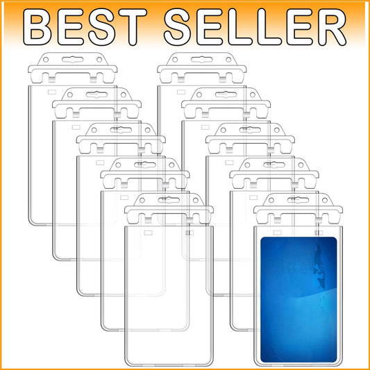 Waterproof ID Badge Holders - 100 Pack Heavy Duty Clear Protectors for Cards