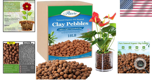 18 lbs Lightweight Organic Clay Pebbles - Ideal for Hydroponic Gardening