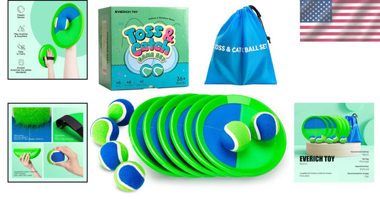 Water-Resistant Toss Game Set - Includes Paddles & Sticky Balls for Kids 3-12