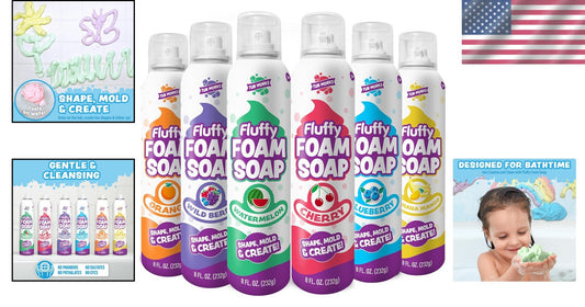 Ultimate 6-Pack Fluffy Foam Soap for Kids | Shape, Mold & Clean with Fun Colors