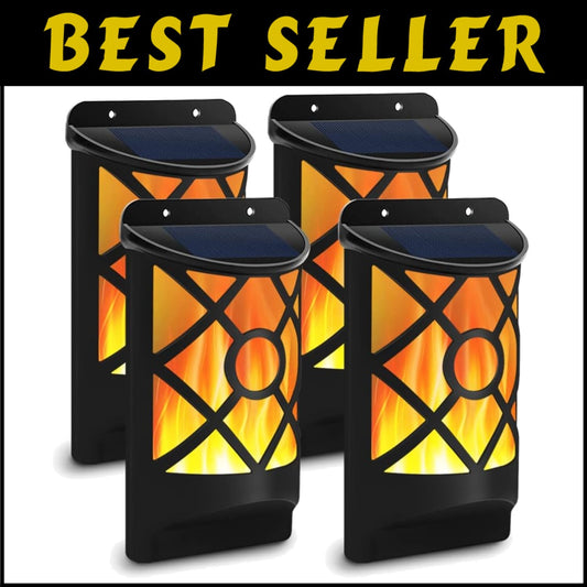 Dancing Flame Solar Lights for Outdoor Ambiance - Easy Wall Mount Installation