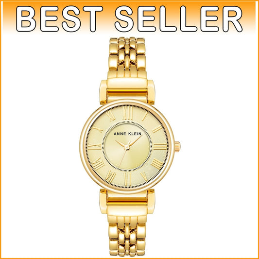 Chic Water-Resistant Women's Watch with Gold Adjustable Link Bracelet
