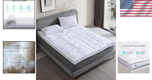 Luxurious 3-Inch King Feather Topper with Cotton Fabric - All-Season Comfort