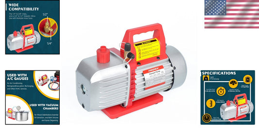 Compact Dual Stage Vacuum Pump with AC Kit - Ideal for HVAC Maintenance