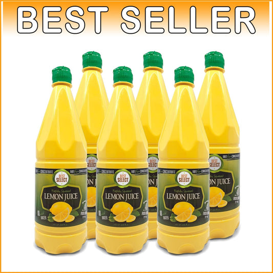 6-Pack 100% Pure Lemon Juice, 33.8 Oz Bottles - No Added Water, Kosher Certified