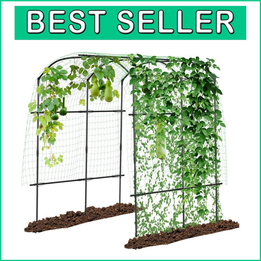 Classic 87-Inch Tall Metal Garden Arch Trellis for Climbing Plants Support