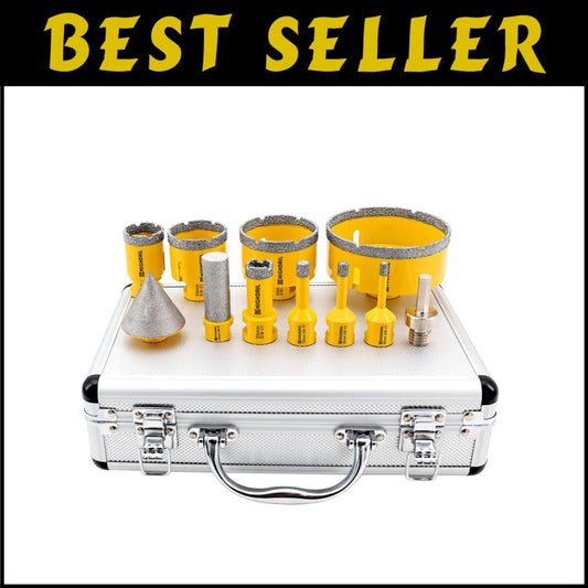 Vacuum Brazed Diamond Drill Bits Kit with Chamfer & Finger Bits - 8 Pieces