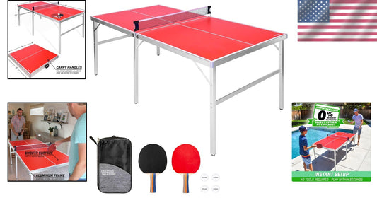 Compact Aluminum Table Tennis Set with Paddles - Perfect for Indoors & Outdoors