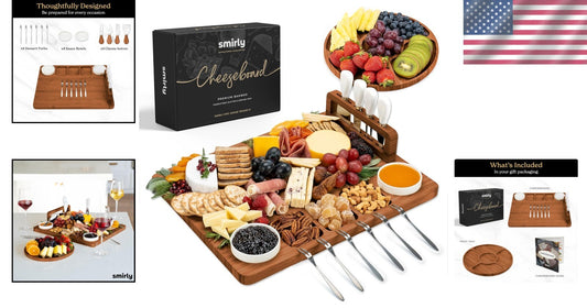 All-In-One Large Bamboo Charcuterie Board with Accessories for Effortless Dining
