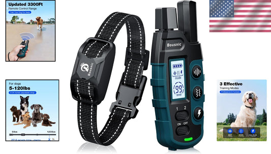 3300Ft Rechargeable Dog Training Collar - Waterproof Shock Collar for All Breeds