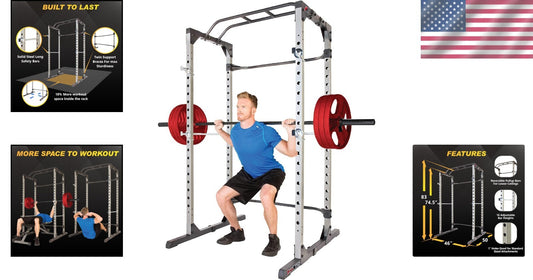 Heavy-Duty Power Cage Squat Rack – 800 lb Capacity, Adjustable Safety Bars