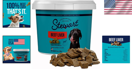 Single Ingredient Beef Liver Treats - 21 Oz Resealable Tub for Training & Meals