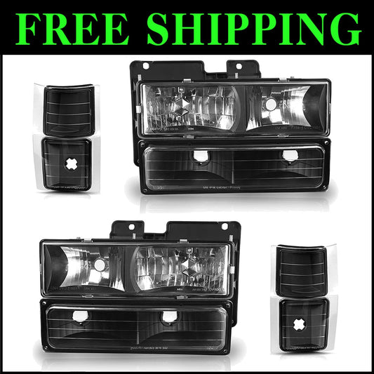 Direct Fit Headlight Assembly for 1994-1999 Chevy C/K & Tahoe - Black Housing
