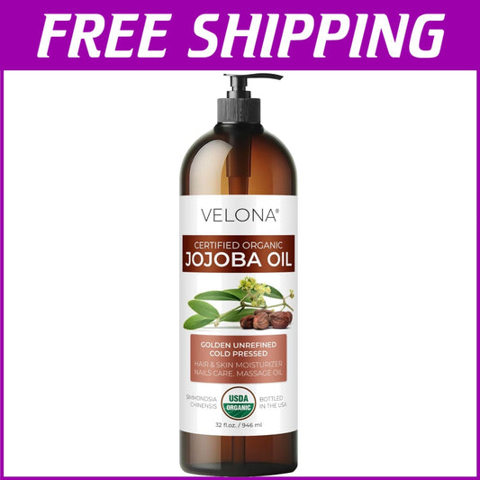 32 Oz USDA Organic Jojoba Oil | Natural Moisturizer, Hair Growth & Skin Hydrator
