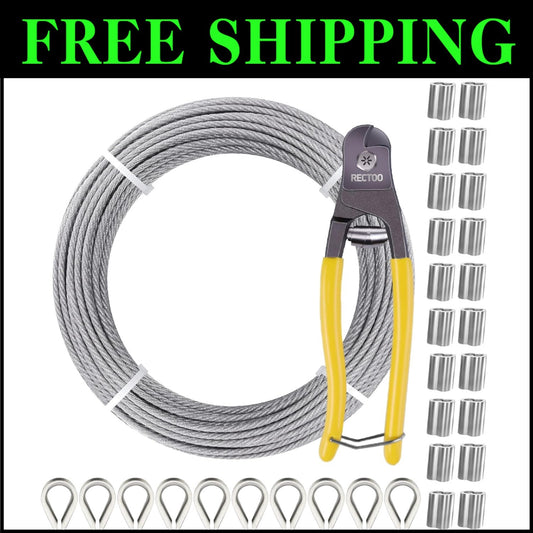 7x7 Stainless Steel Wire Rope - 1800 lbs Strength, Ideal for Deck Railing Use