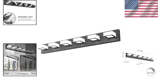 Sleek 6-Light LED Vanity Wall Light in Matte Black - Energy Efficient Style
