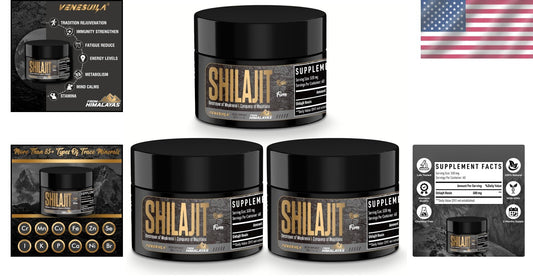 Authentic Himalayan Shilajit Resin - 85 Minerals for Daily Vitality (3 Count)
